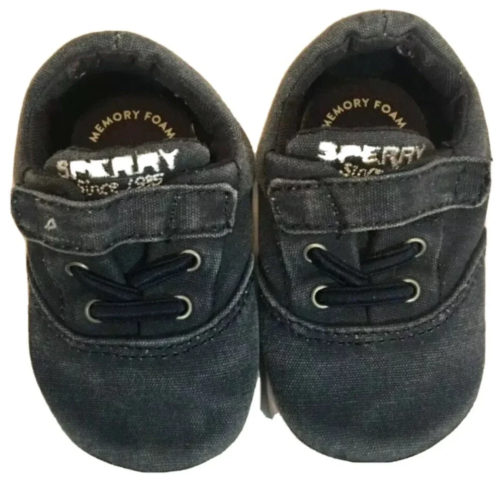 Baby Boy Sperry Top-Sider Infant Baby Boy's Shoes Navy Blue Canvase 2 M